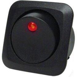 25A RED LED ROUND ROCKER