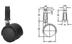 CASTERS TWIN WHEEL 40 MM SET 4