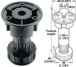 CABINET LEVELER PLAST BLACK 80MM