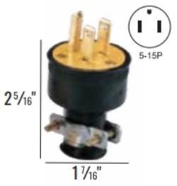 PLUG MACHO 3 WIRE PLUG 15A- 125V